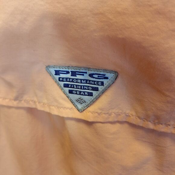 Columbia PFG‎ Fishing Shirt Men's LPeach Orange Short Sleeve Button Down Vented - Picture 8 of 16